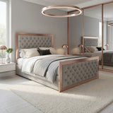 Emia Upholstered Soft Velvet Metal Designer Bed Frame
