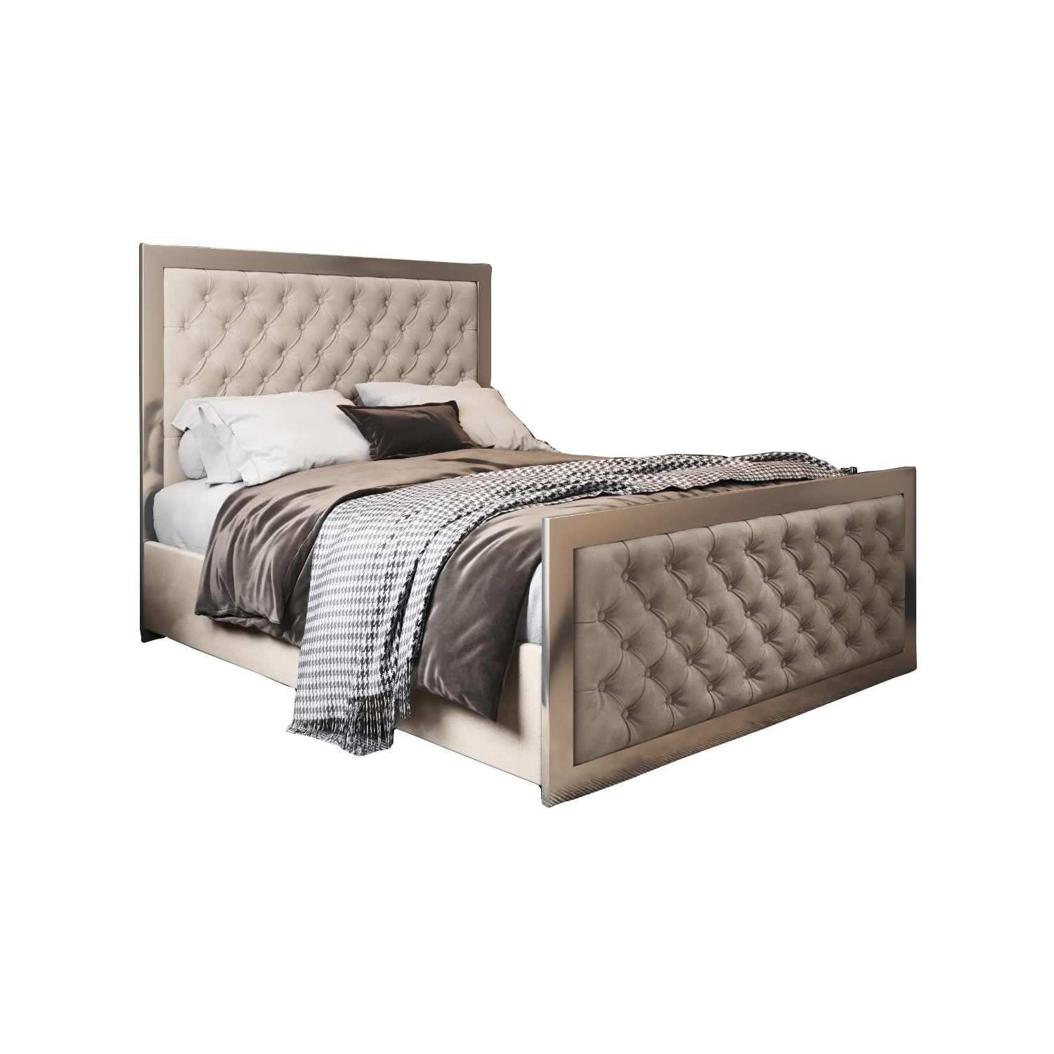 Maddison Upholstered Soft Velvet Metal Bed Frame