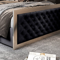 Maddison Upholstered Soft Velvet Metal Bed Frame