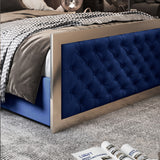 Emia Upholstered Soft Velvet Metal Designer Bed Frame