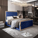 Emia Upholstered Soft Velvet Metal Designer Bed Frame