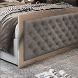 Emia Upholstered Soft Velvet Metal Designer Bed Frame