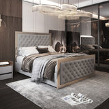 Emia Upholstered Soft Velvet Metal Designer Bed Frame