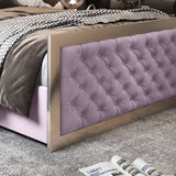 Emia Upholstered Soft Velvet Metal Designer Bed Frame