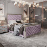 Emia Upholstered Soft Velvet Metal Designer Bed Frame