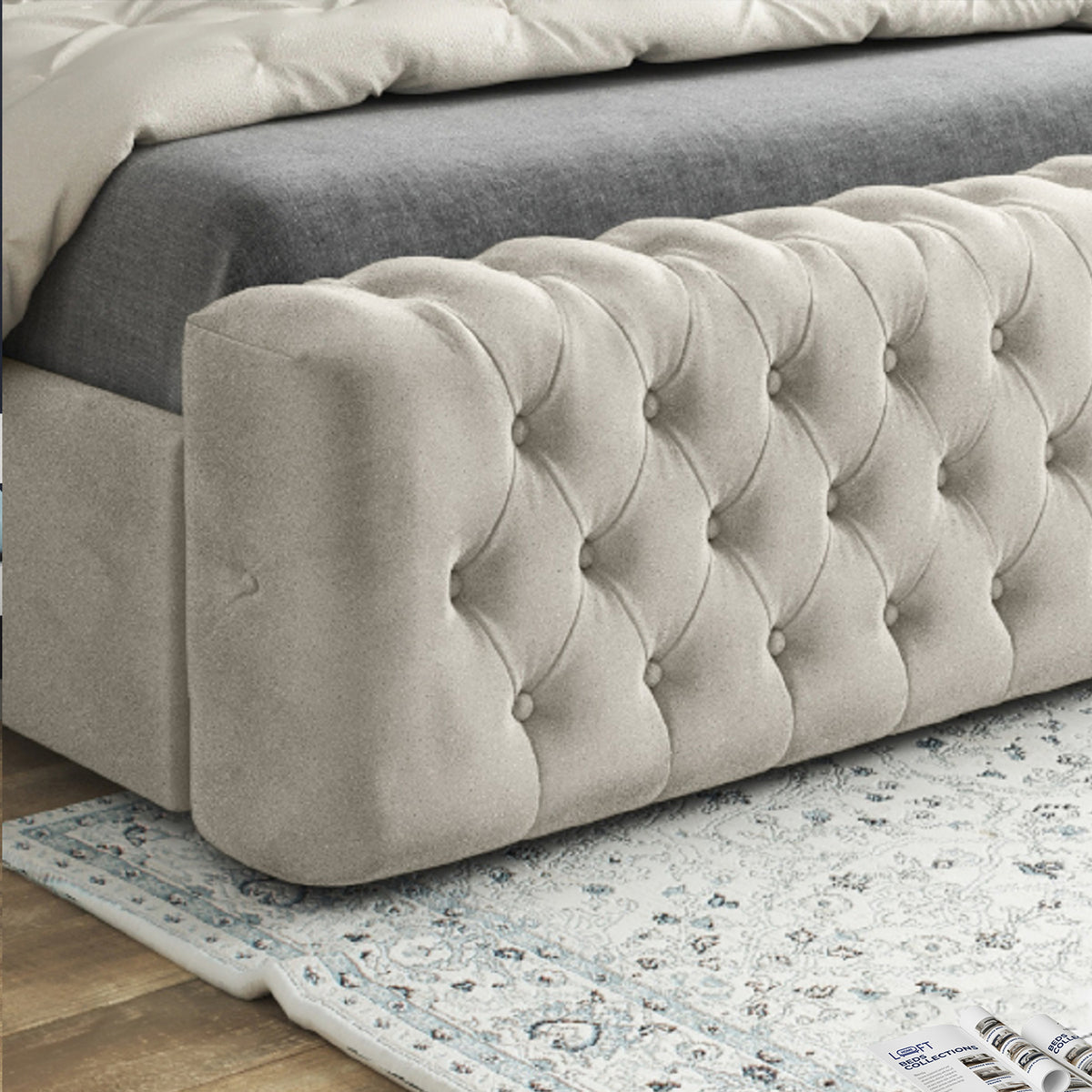 Gemia Mirror Upholstered Soft Velvet Designer Bed Frame
