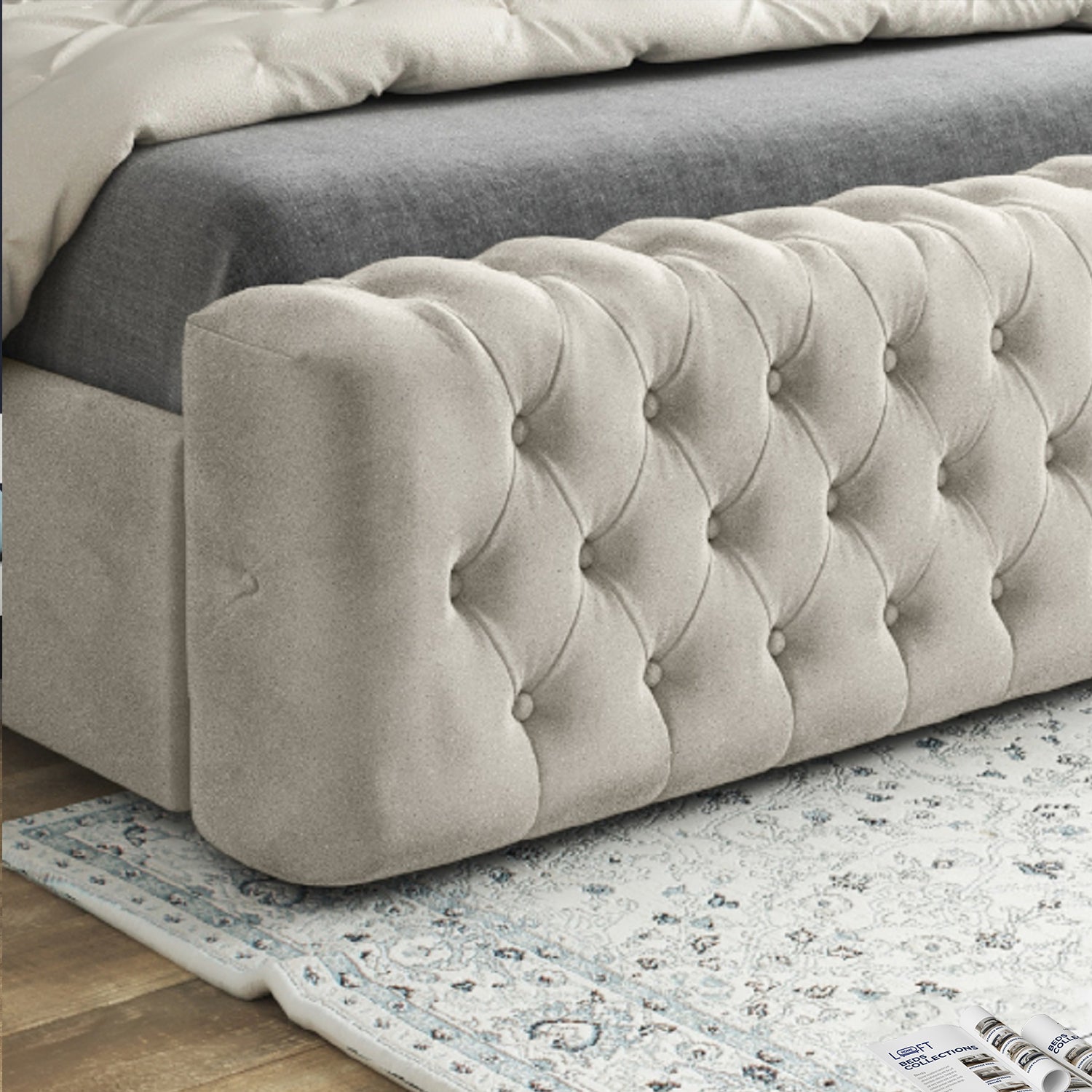 Gemia Mirror Upholstered Soft Velvet Designer Bed Frame