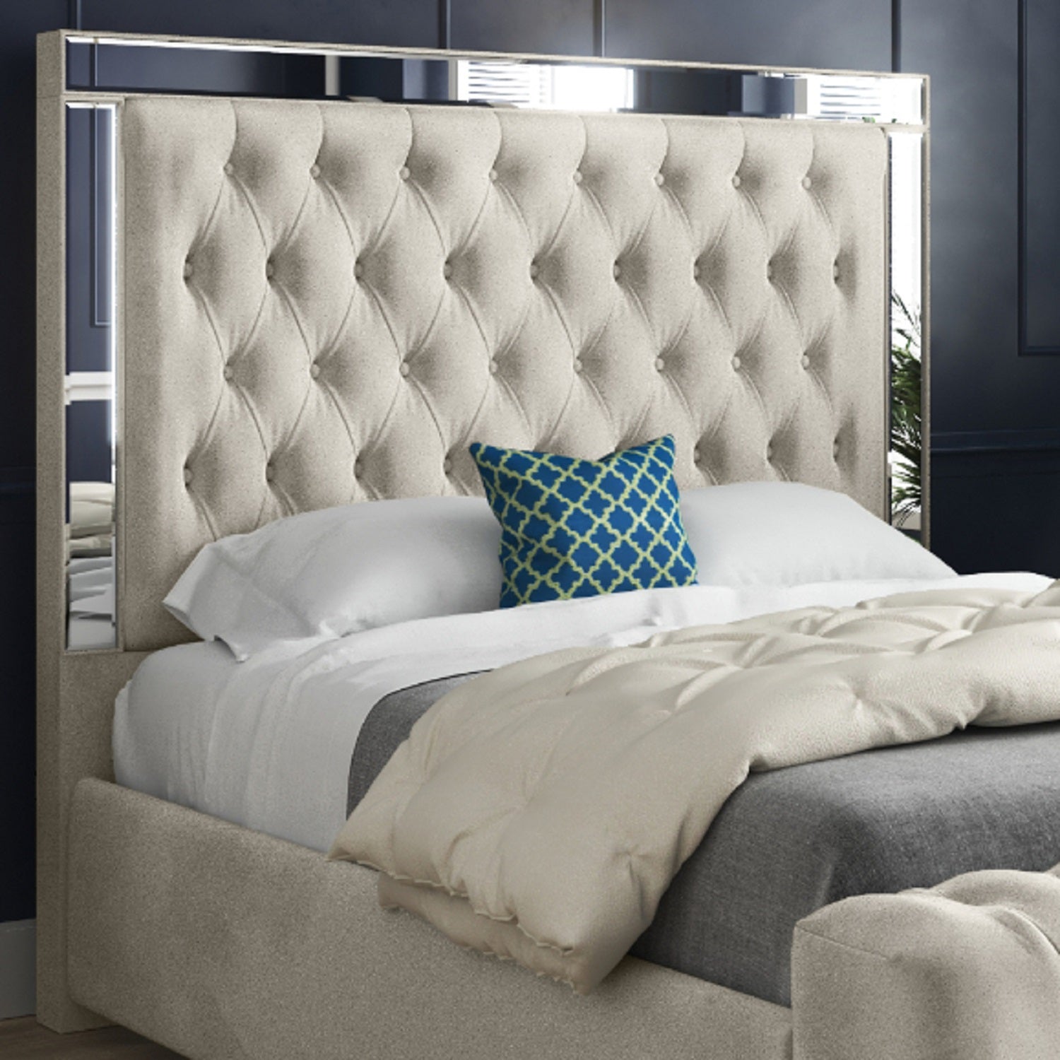 Gemia Mirror Upholstered Soft Velvet Designer Bed Frame