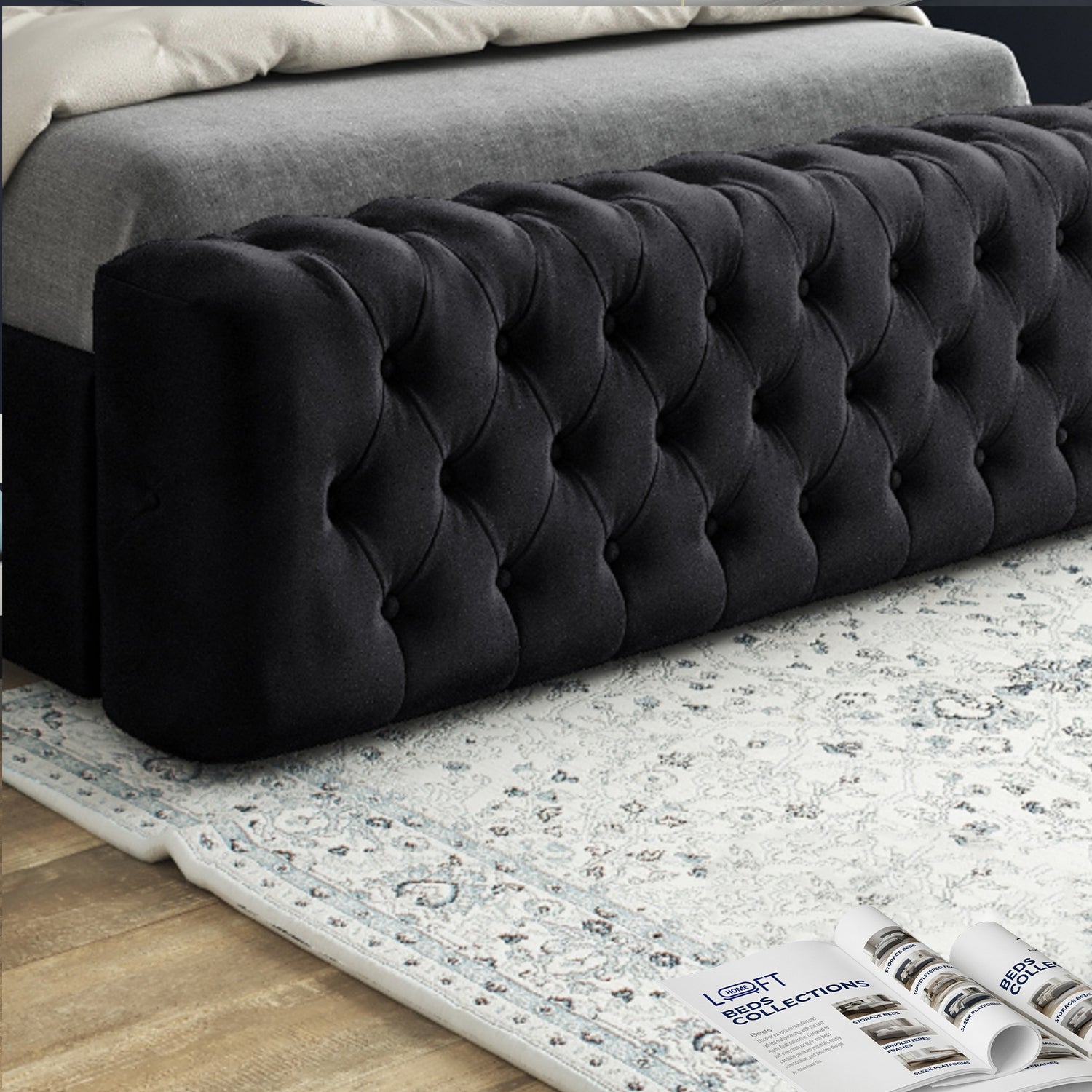 Gemia Mirror Upholstered Soft Velvet Designer Bed Frame