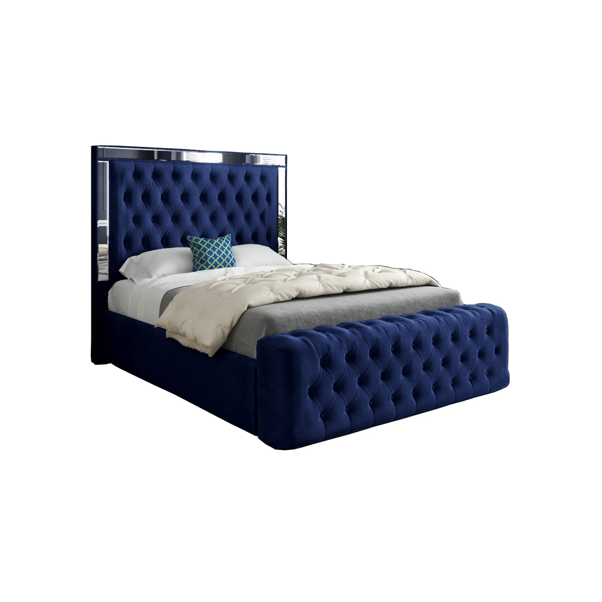 Gemia Mirror Upholstered Soft Velvet Designer Bed Frame