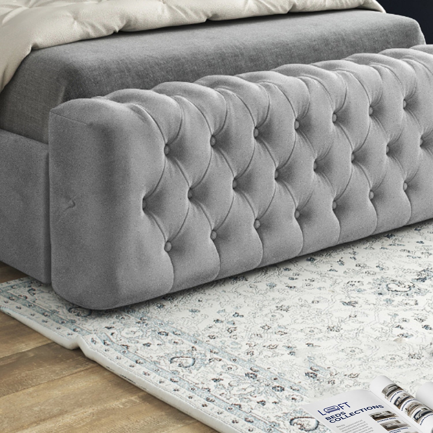 Gemia Mirror Upholstered Soft Velvet Designer Bed Frame