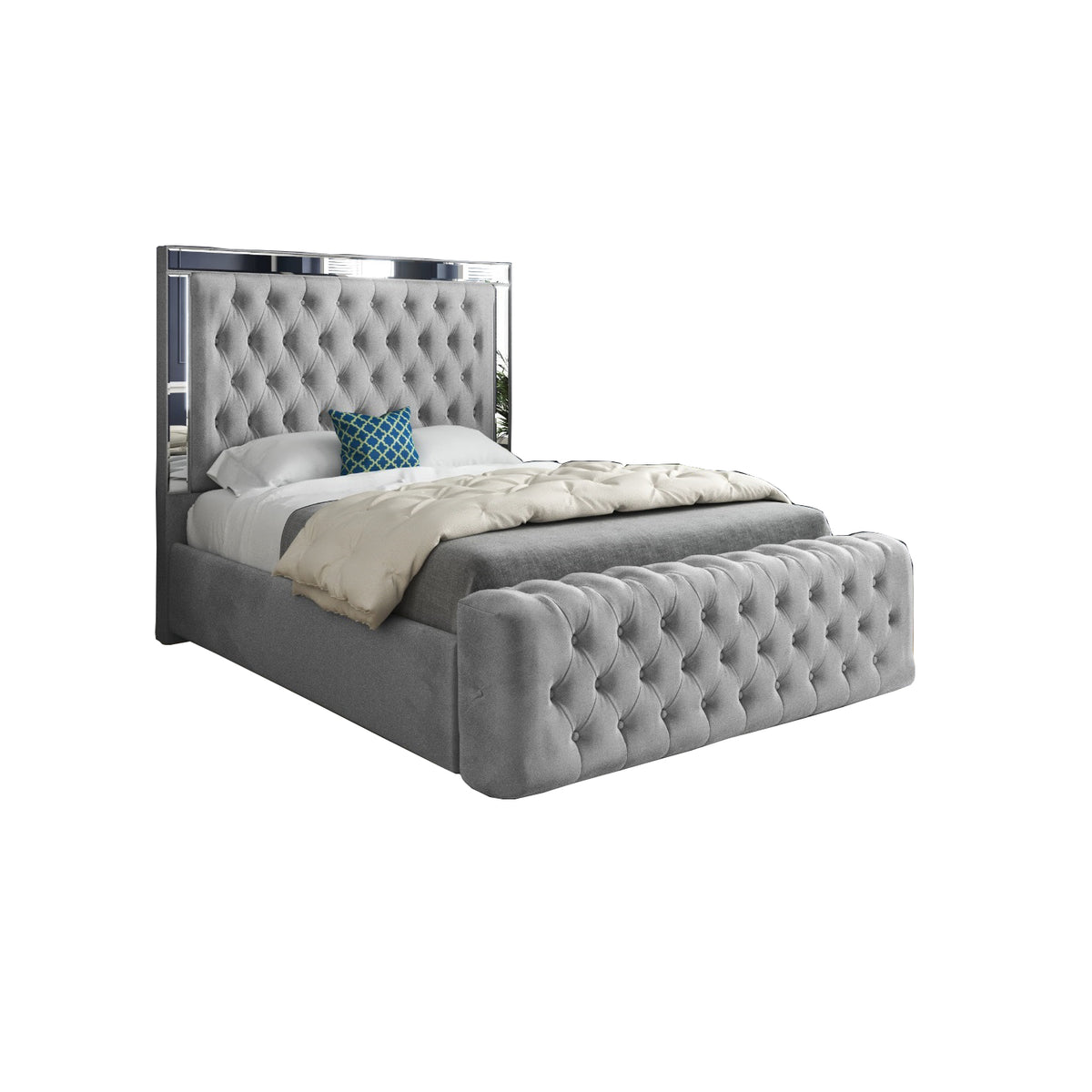 Gemia Mirror Upholstered Soft Velvet Designer Bed Frame