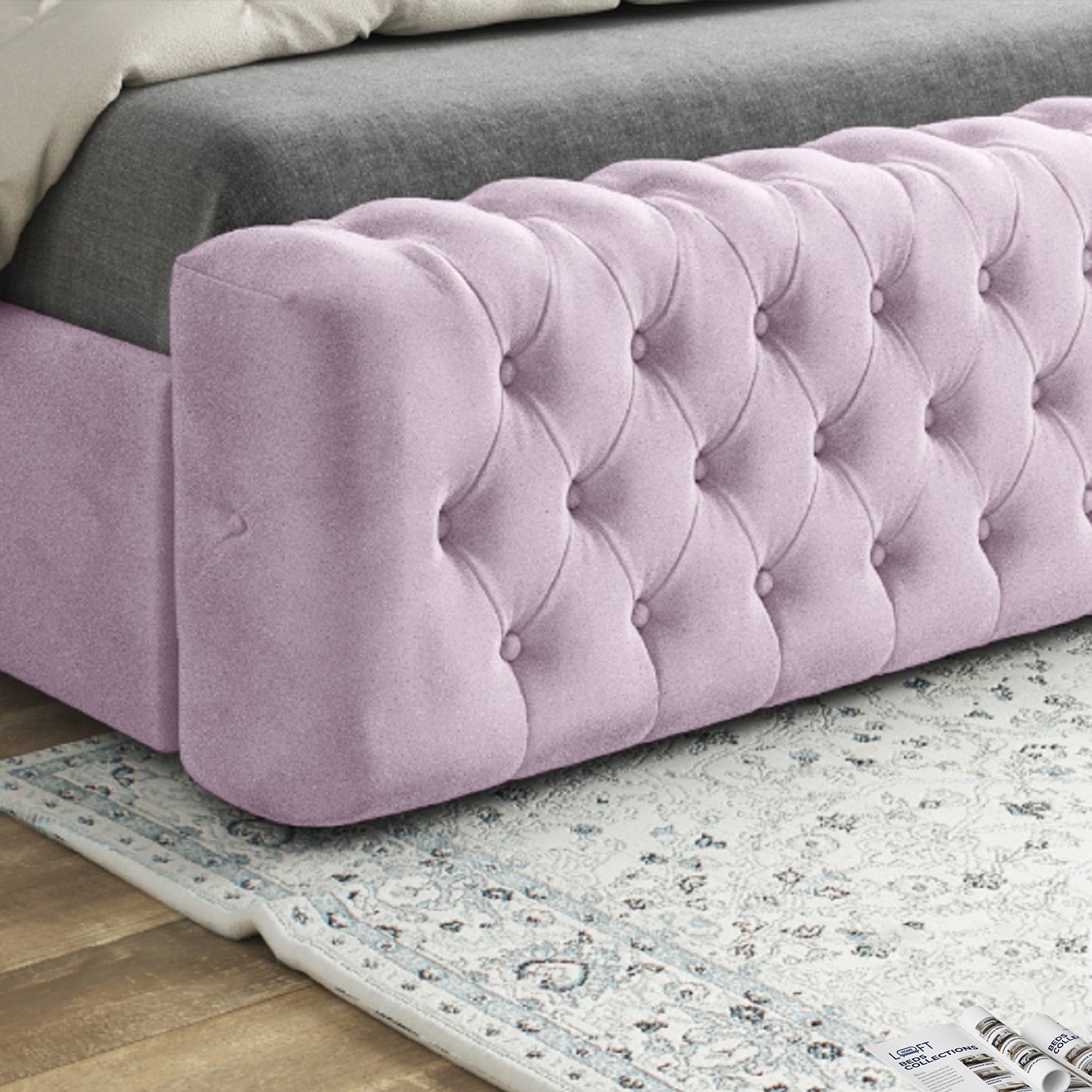 Gemia Mirror Upholstered Soft Velvet Designer Bed Frame