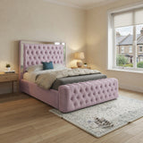Gemia Mirror Upholstered Soft Velvet Designer Bed Frame