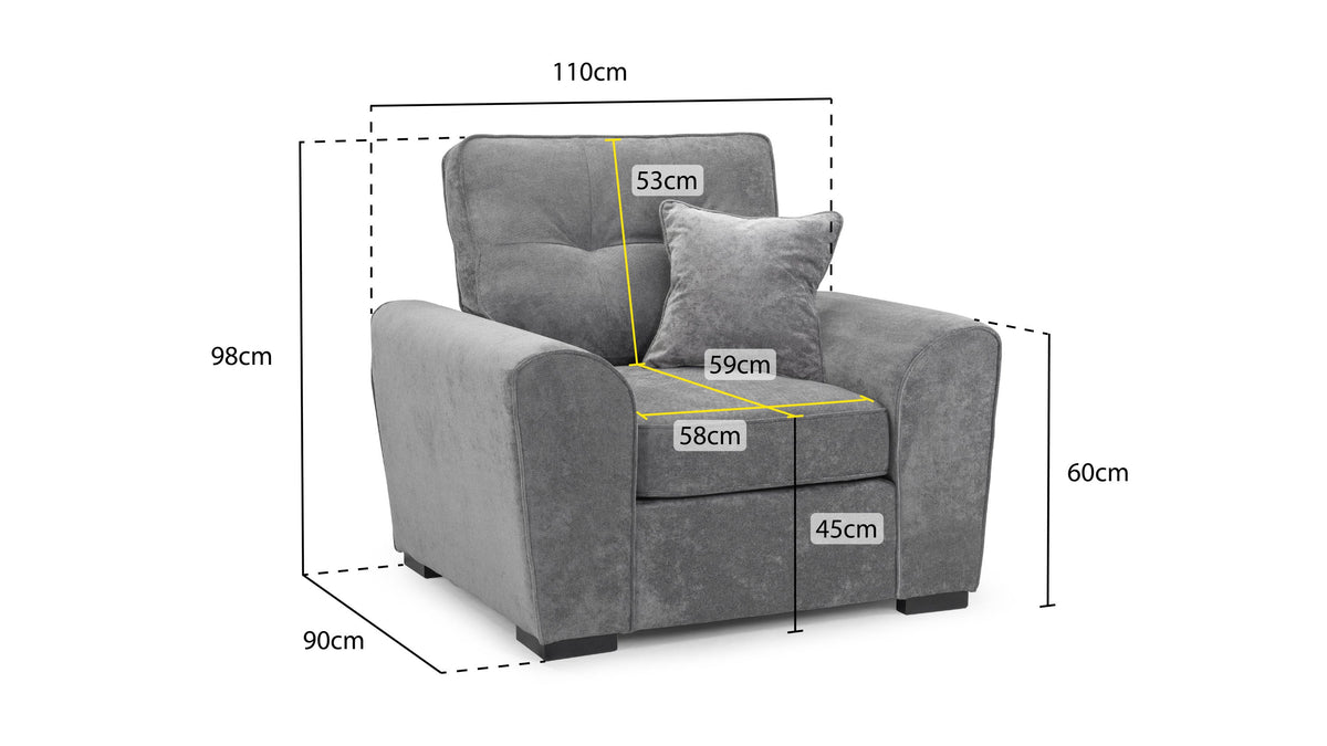 Maxwell Sofa Armchair in Grey