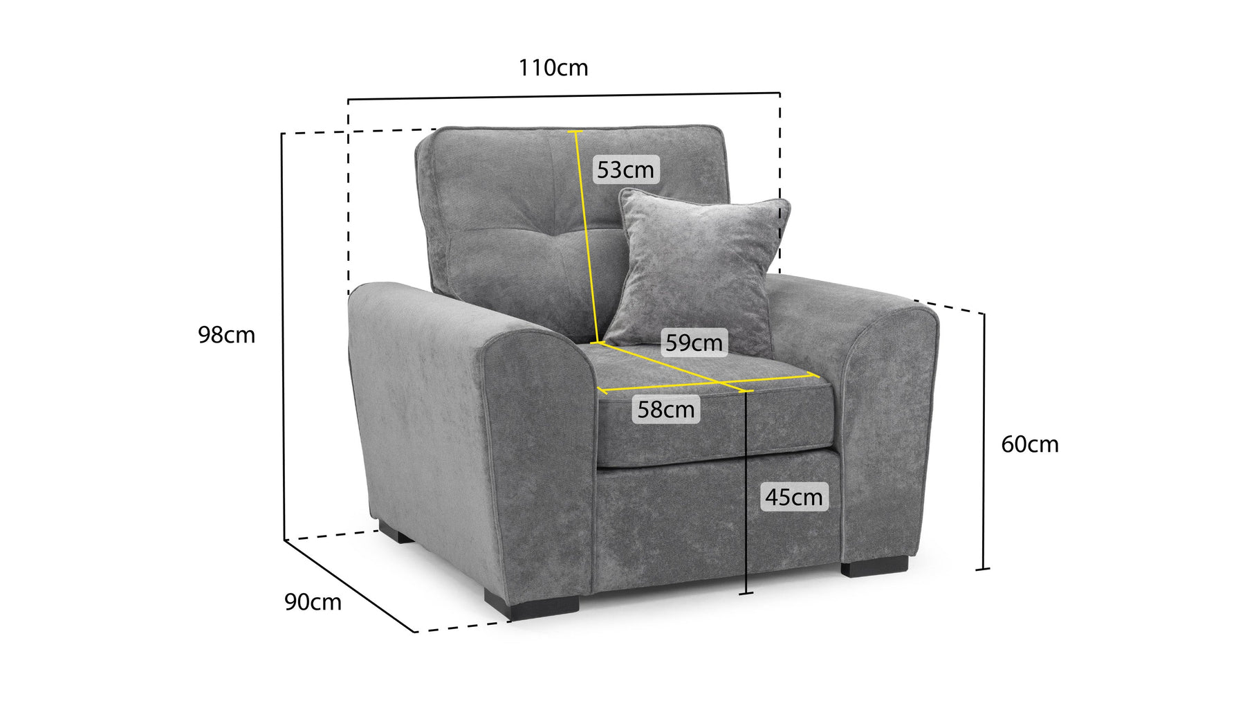 Maxwell Sofa Armchair in Grey
