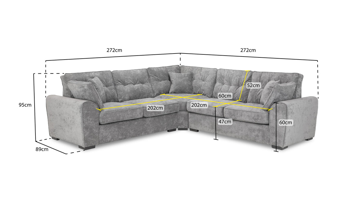 Chesham Grey Velvet Large Corner Sofa - image 2