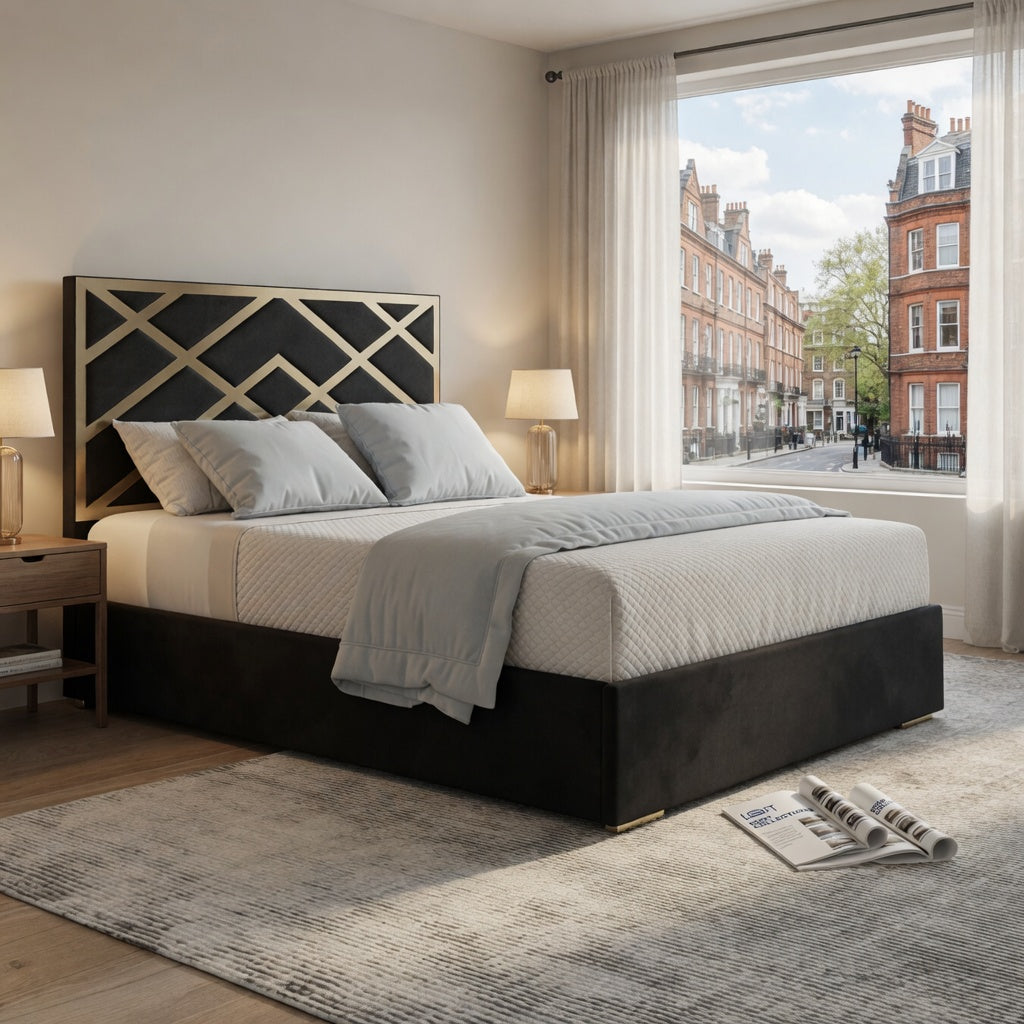 George Upholstered Soft Velvet Metal Designer Bed Frame