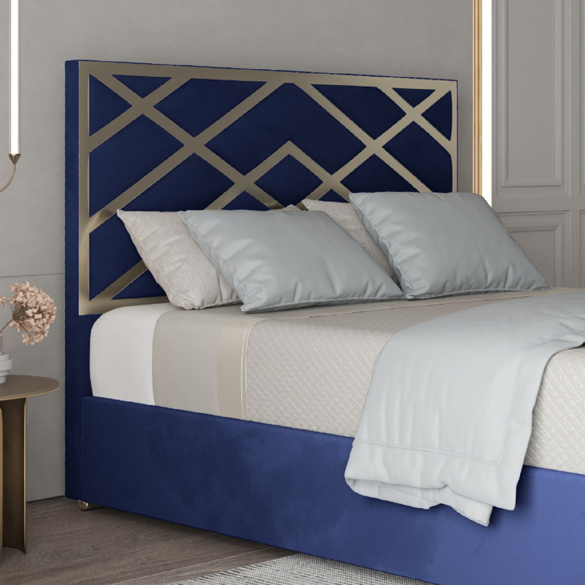 George Upholstered Soft Velvet Metal Designer Bed Frame