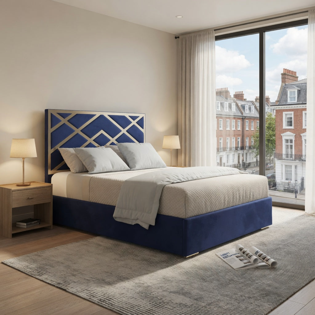 George Upholstered Soft Velvet Metal Designer Bed Frame