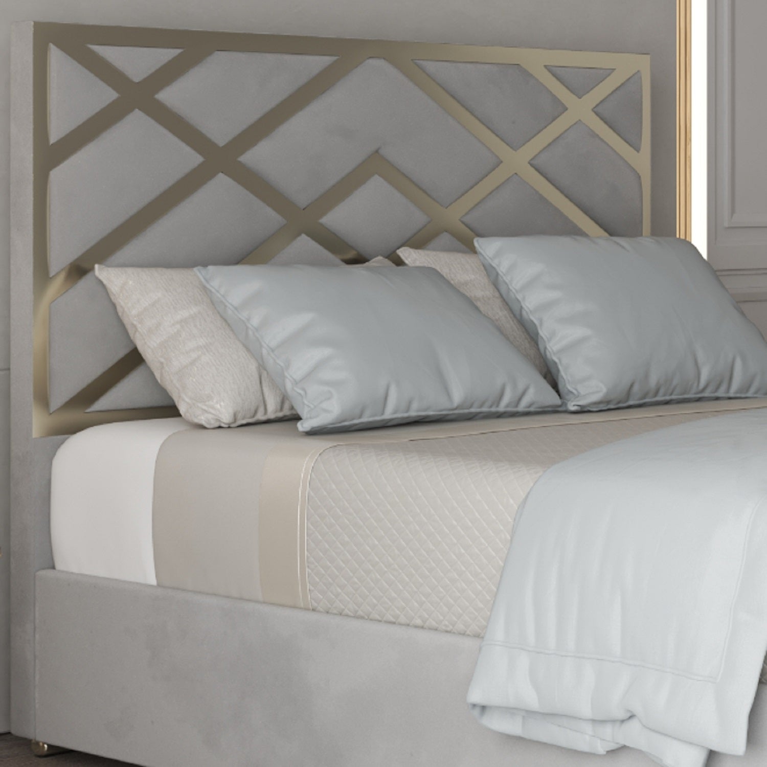 George Upholstered Soft Velvet Metal Designer Bed Frame