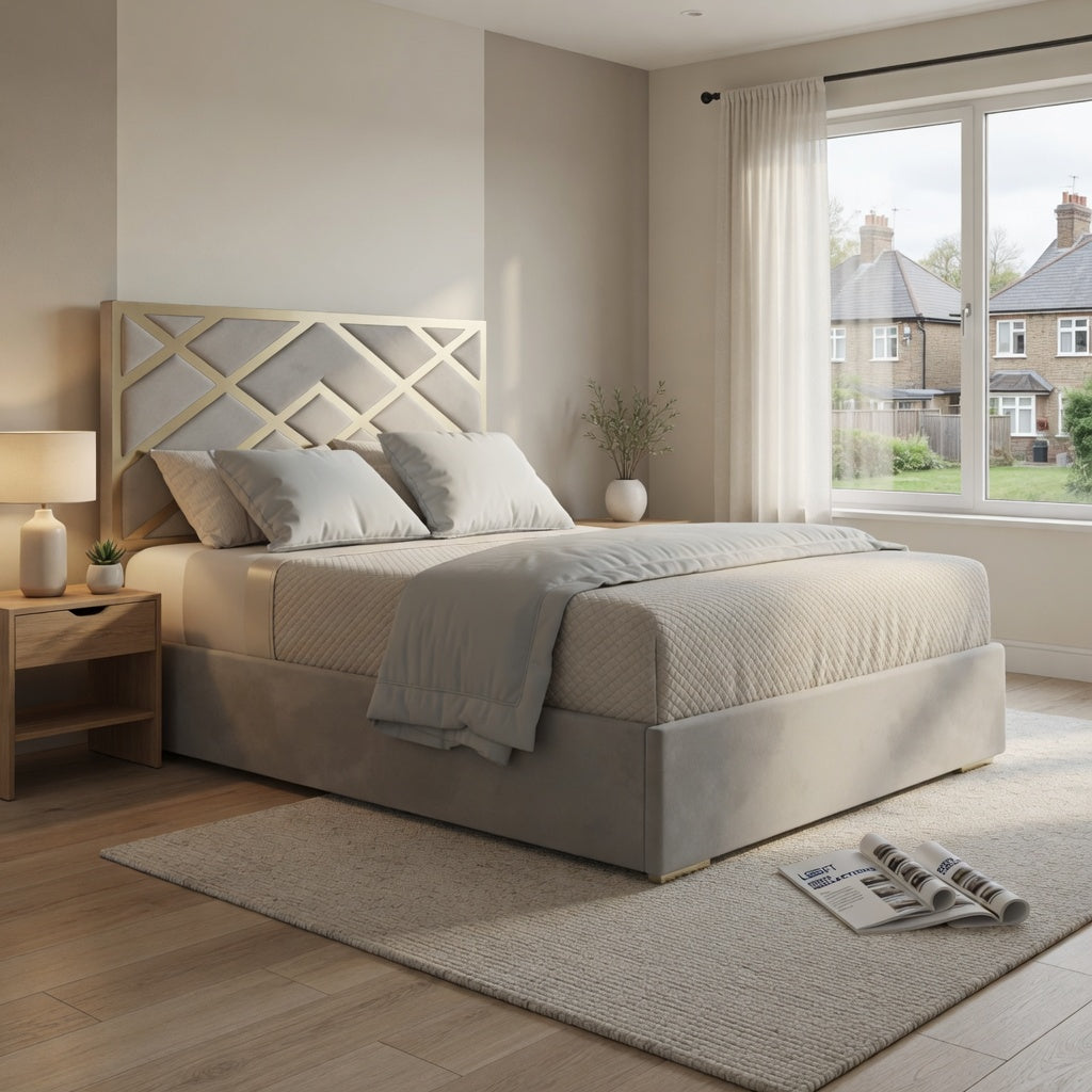 George Upholstered Soft Velvet Metal Designer Bed Frame