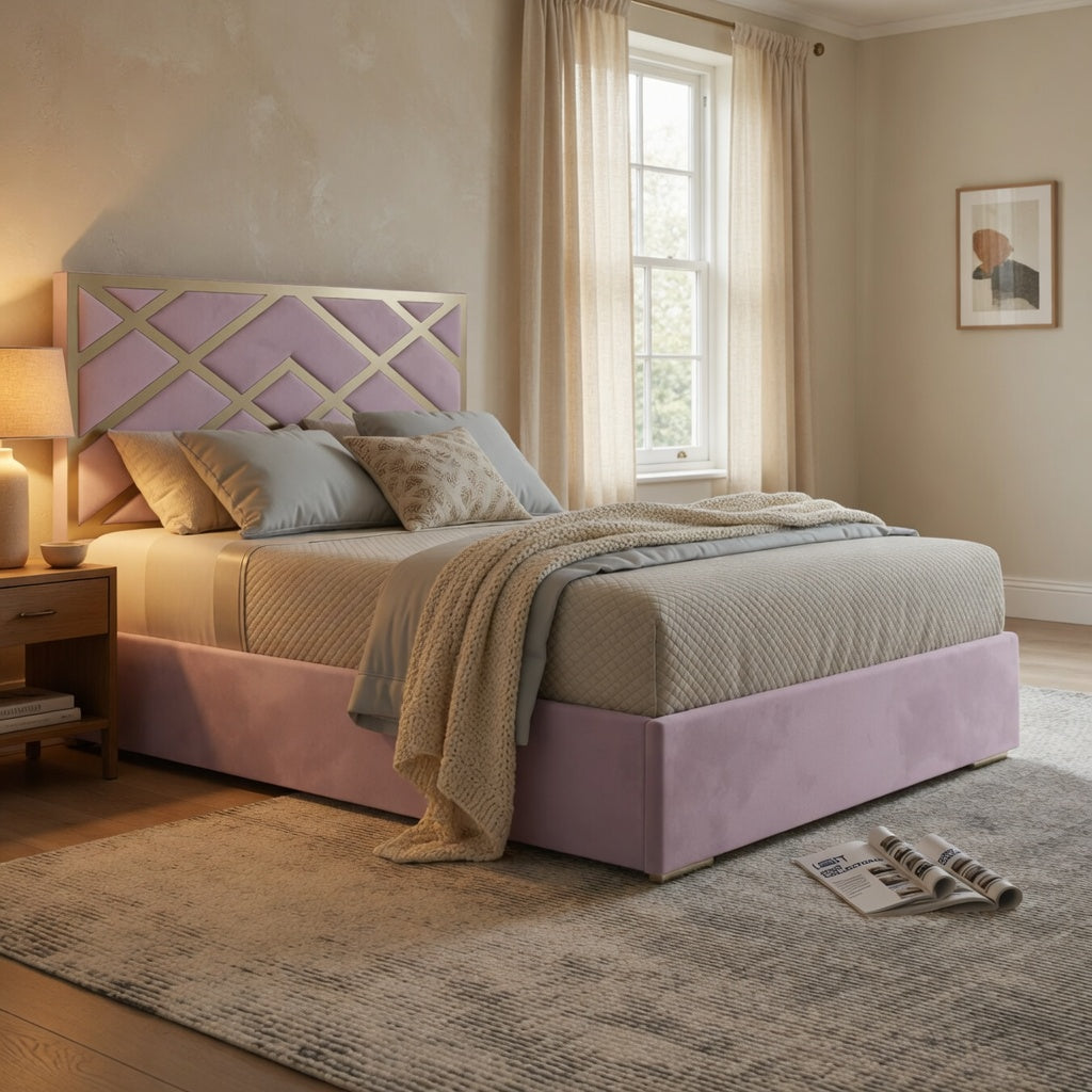 George Upholstered Soft Velvet Metal Designer Bed Frame