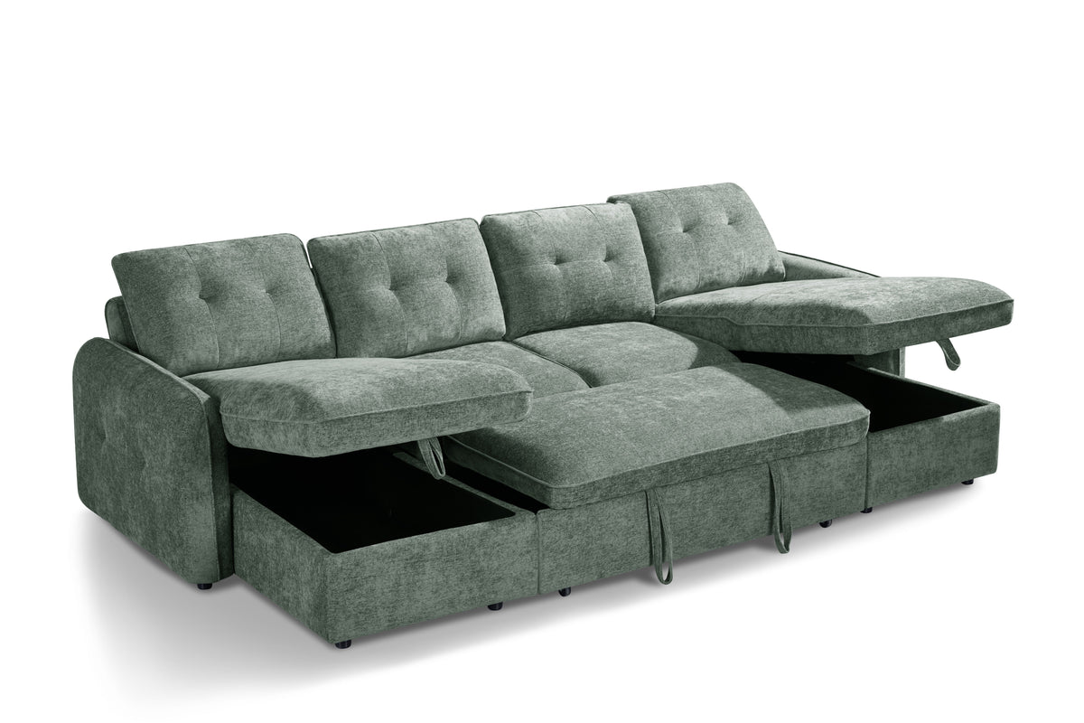 Moscow Sofabed U Shape Corner In  Green