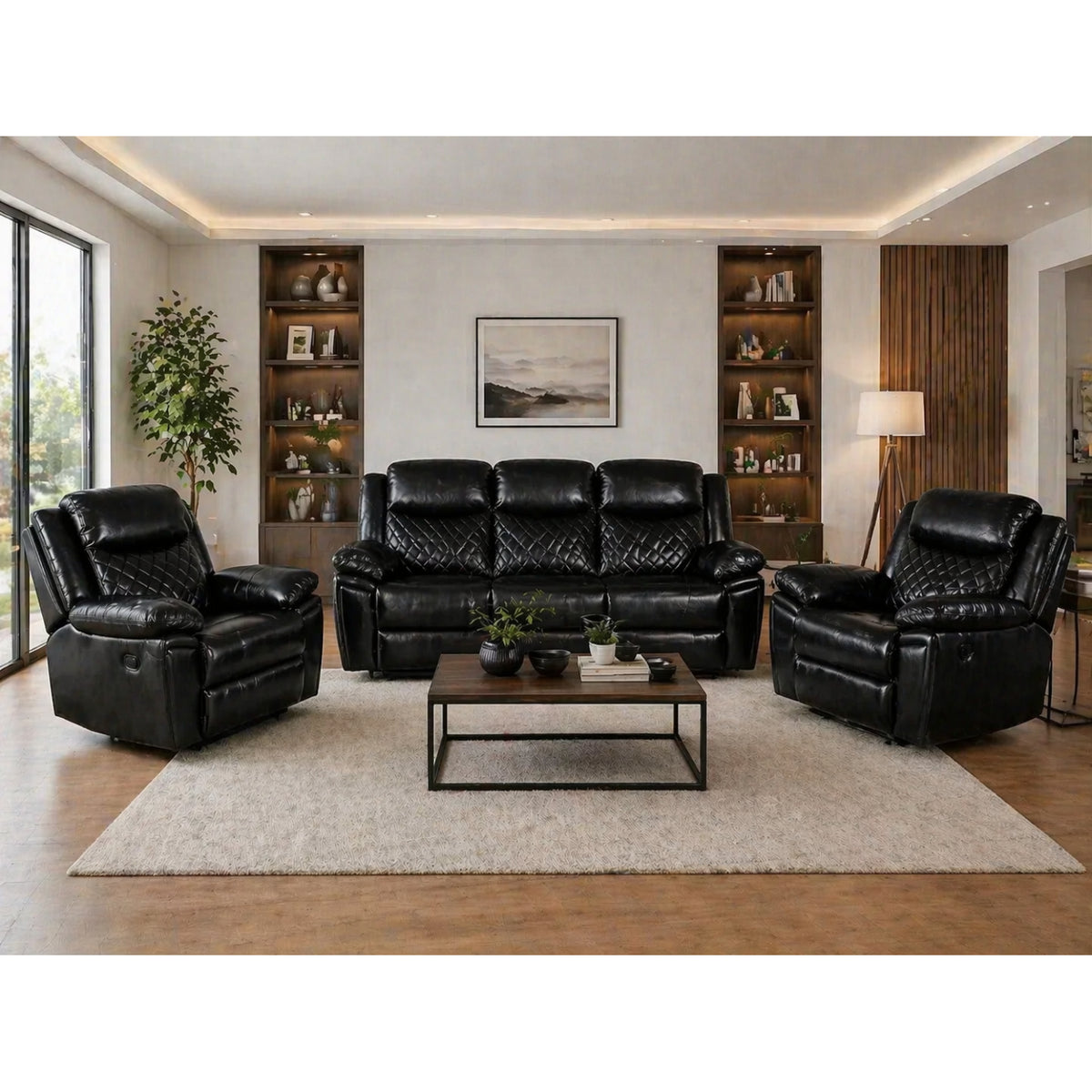 Myra Recliner 3+1+1  Sofa Set In Black