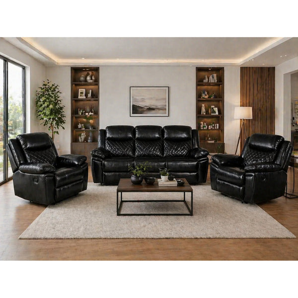 Myra Recliner 3+1+1  Sofa Set In Black