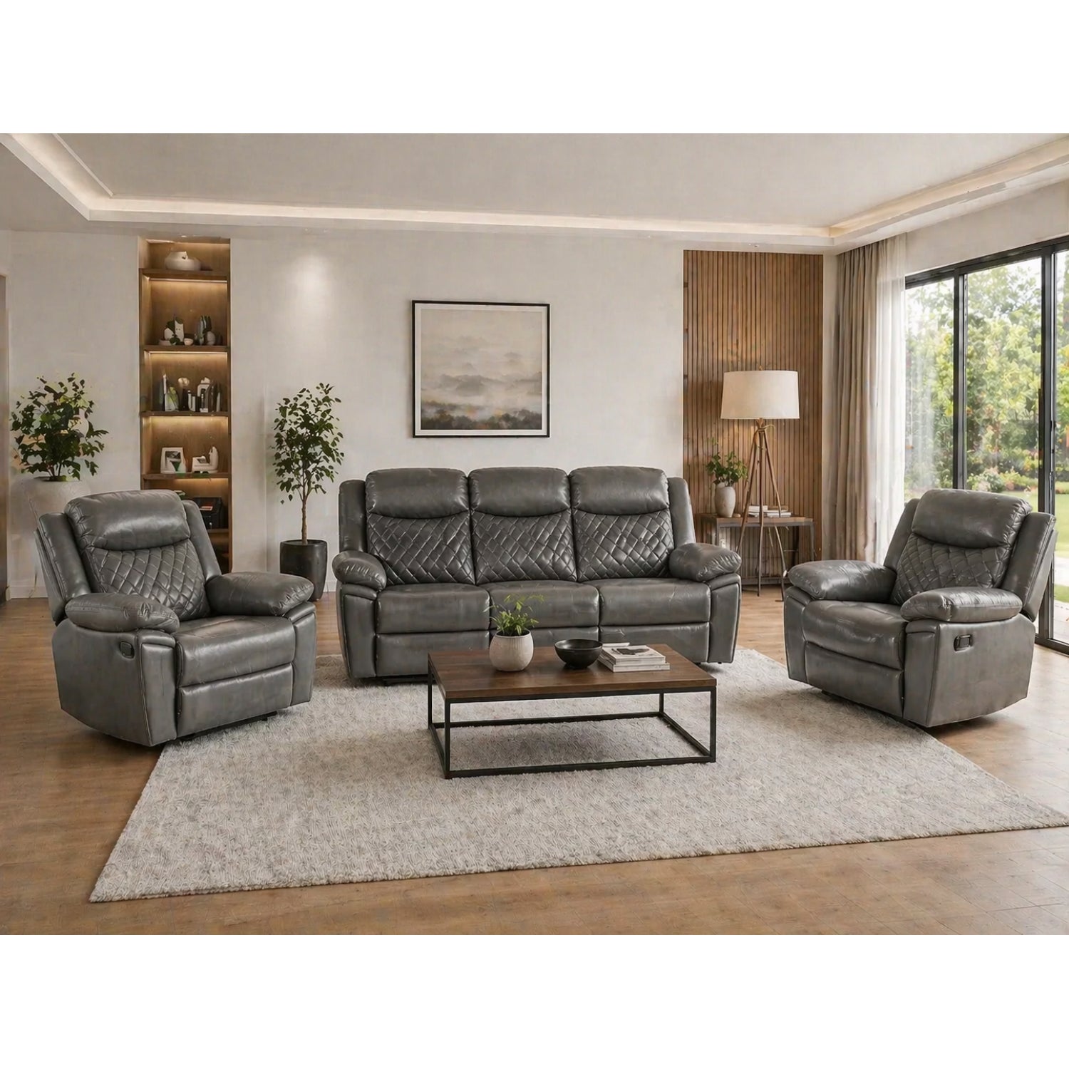 Myra Recliner 3+1+1  Sofa Set In Grey
