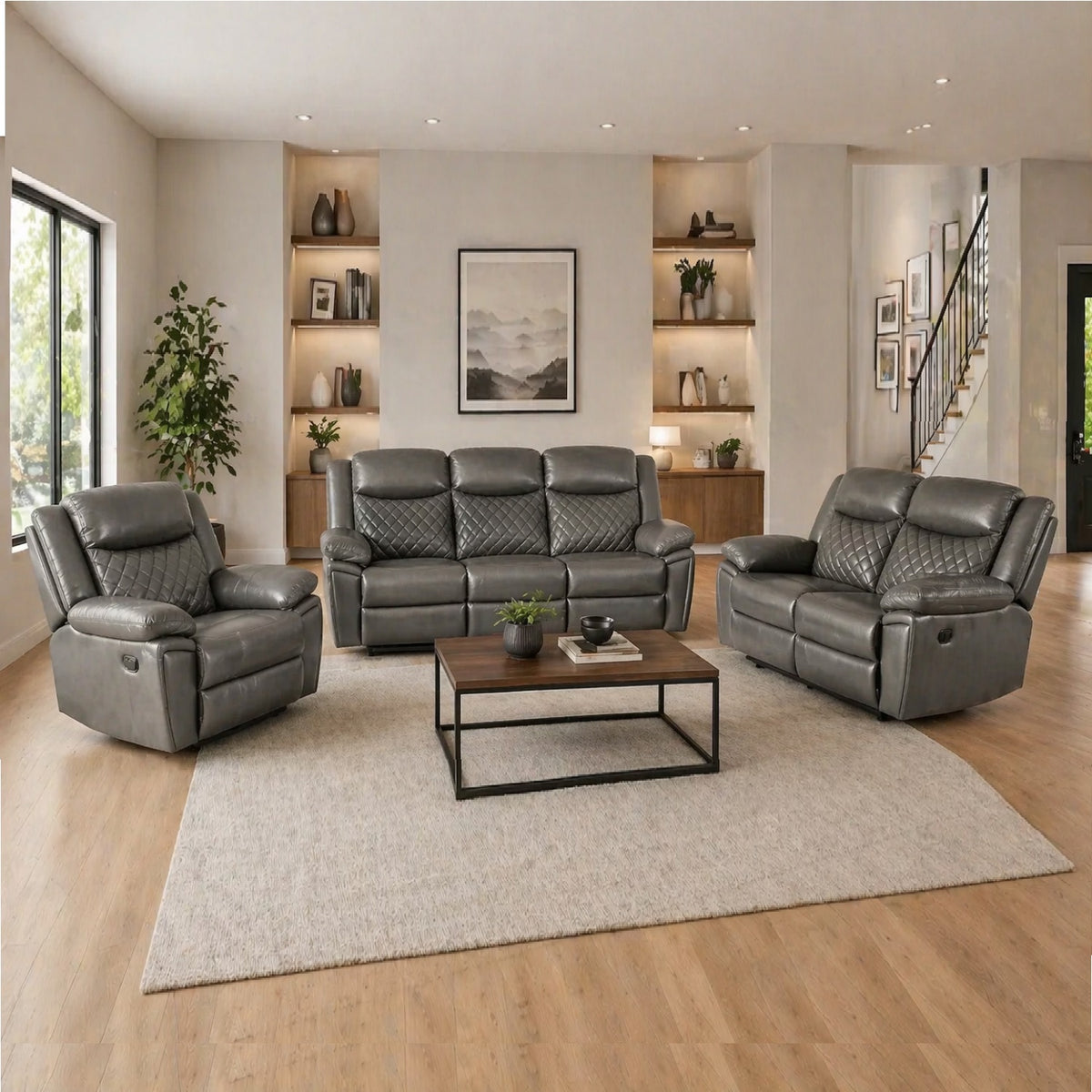 Myra Recliner 3+2+1  Sofa Set In Grey