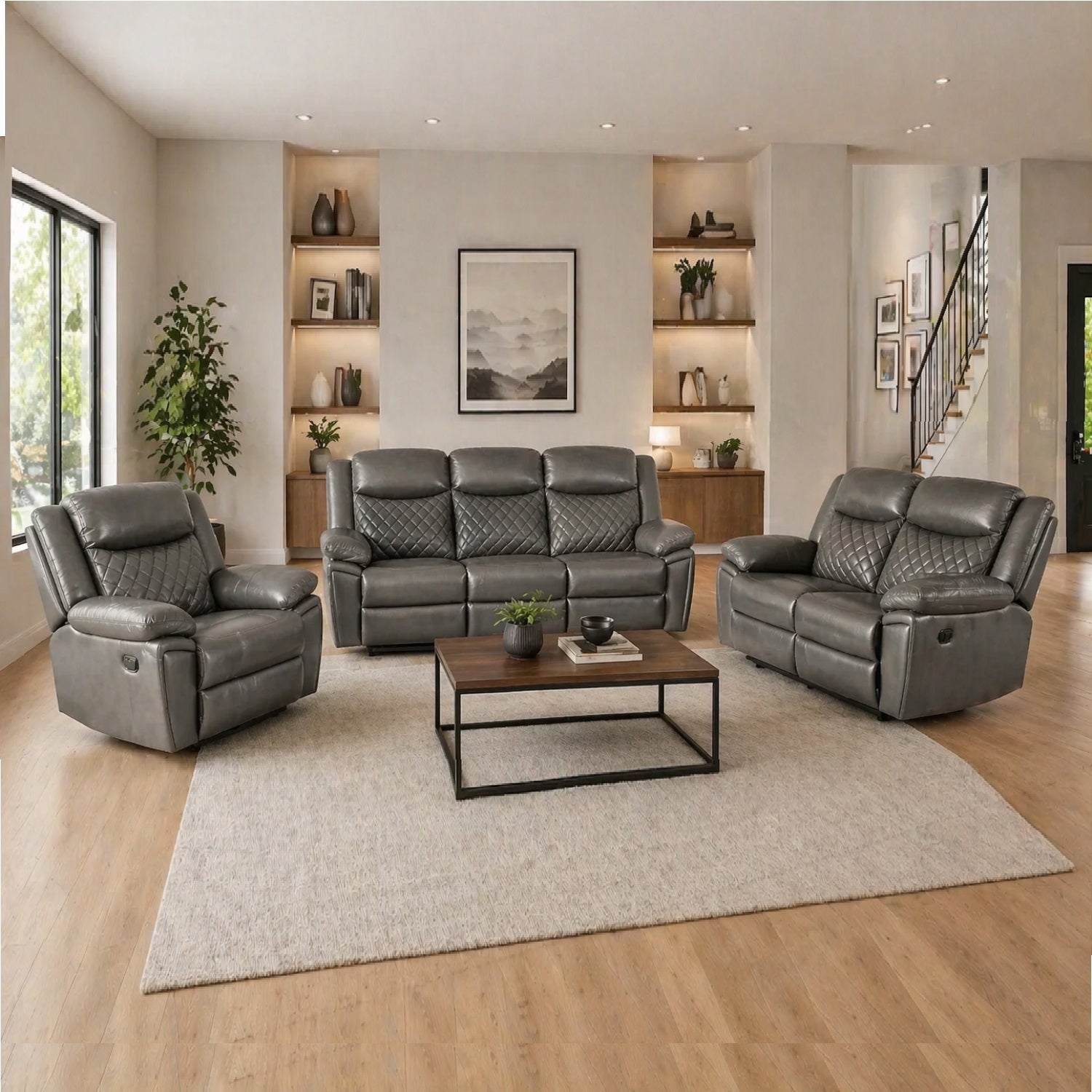 Myra Recliner 3+2+1  Sofa Set In Grey