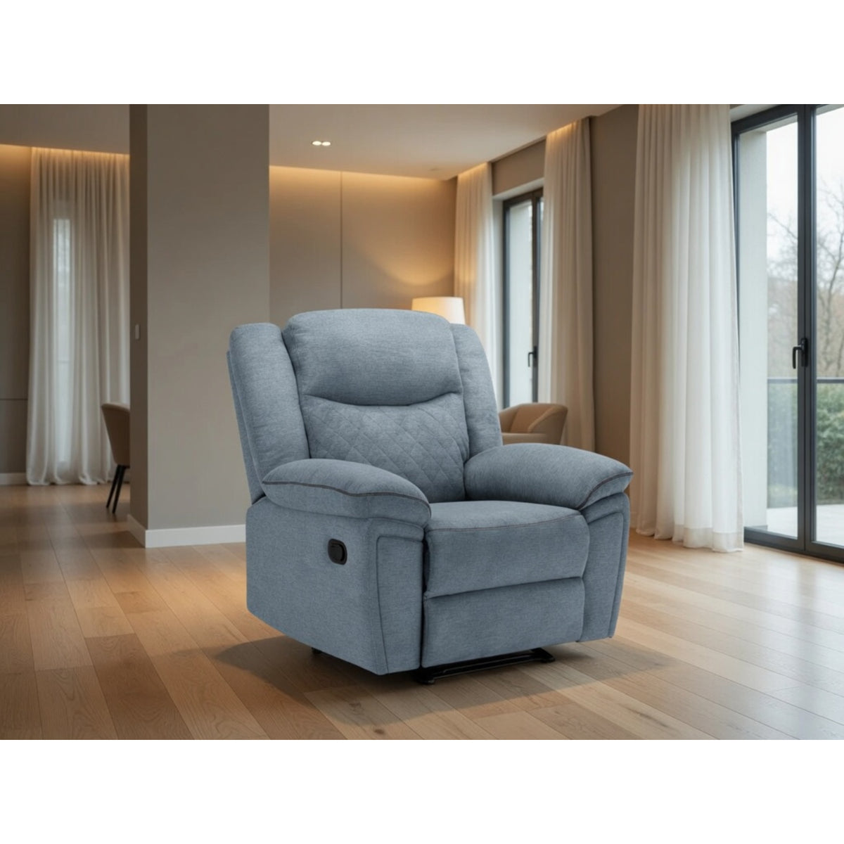 Myra Recliner Sofa Fabric Armchair In Grey