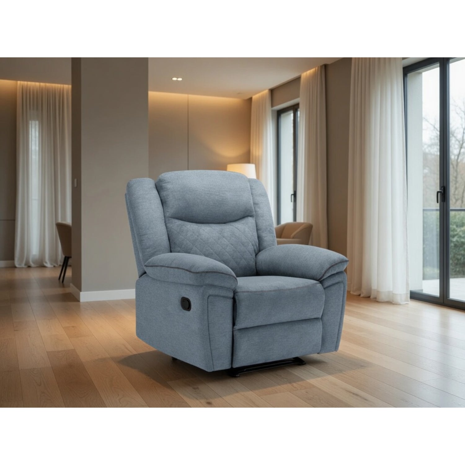 Myra Recliner Sofa Fabric Armchair In Grey