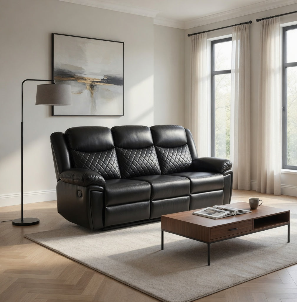 Myra Recliner 3+2+1  Sofa Set In Black