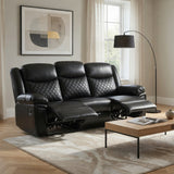 Myra Recliner Leather 3 Seater Sofa - Black