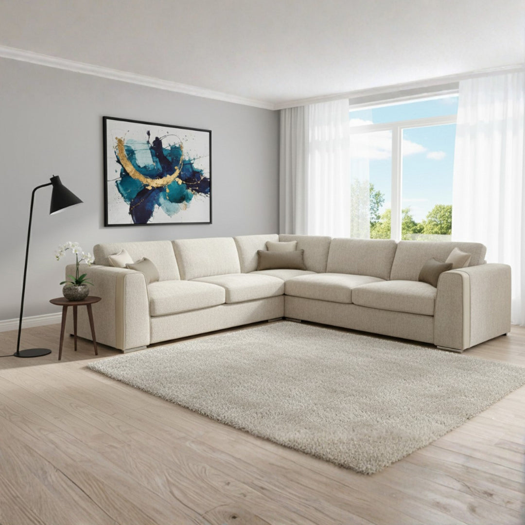 Naples   Large Corner Sofa In Beige