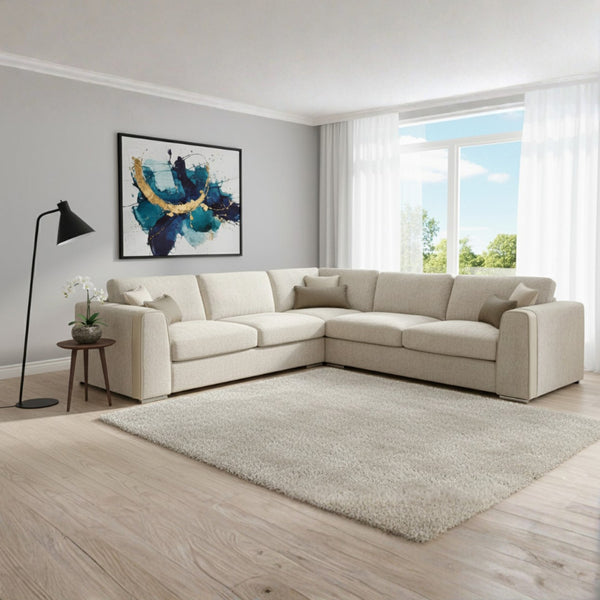 Naples   Large Corner Sofa In Beige