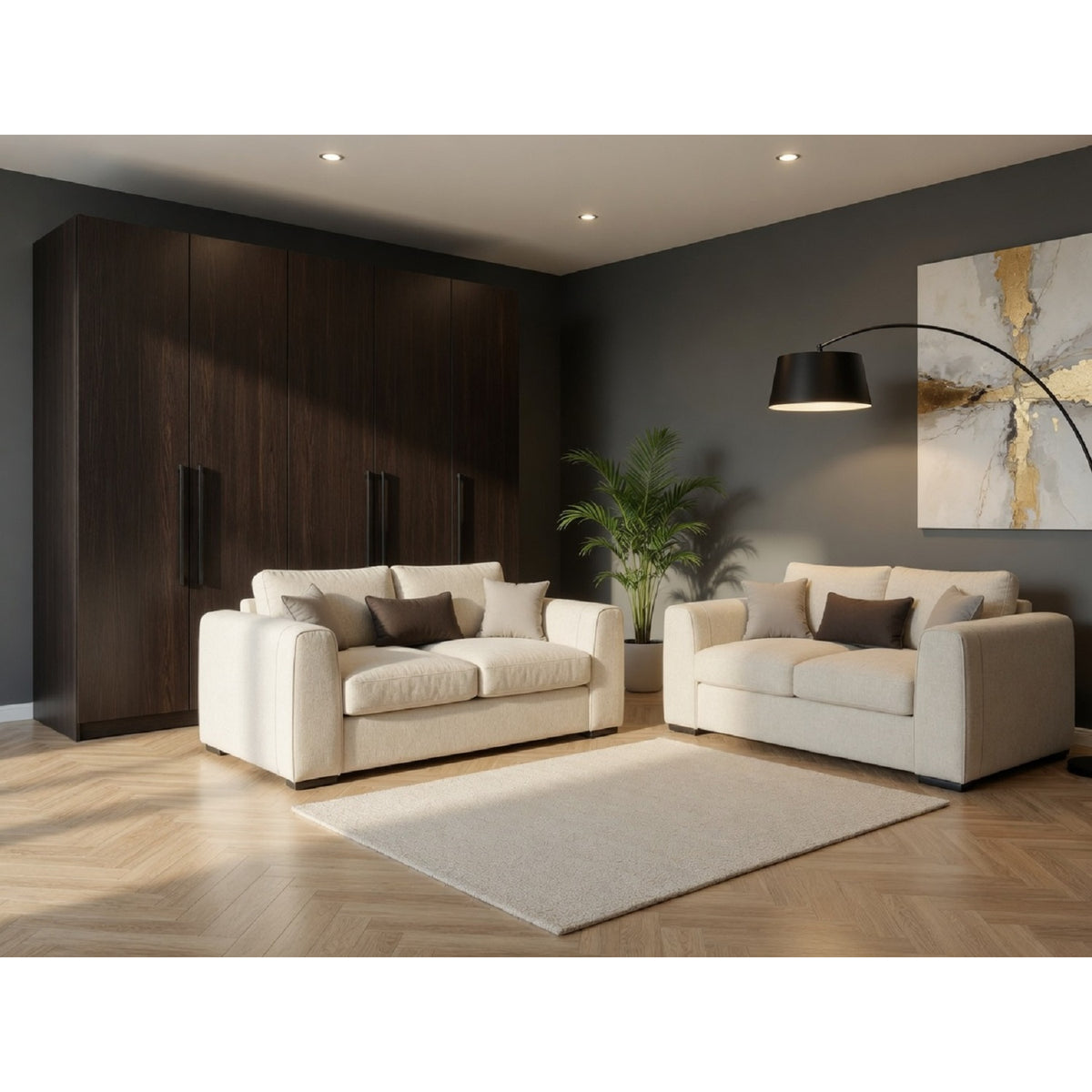 Naples Sofa  3+2 Set In Beige