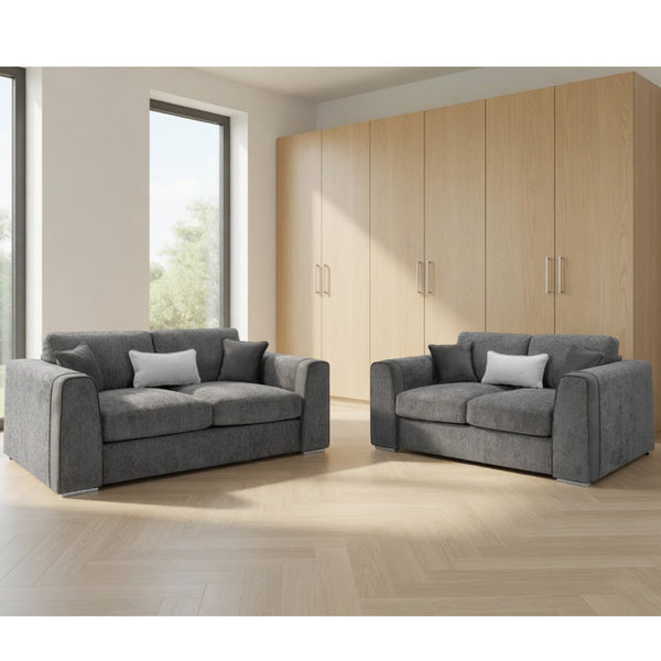 Naples Sofa 3+2 Set In Grey