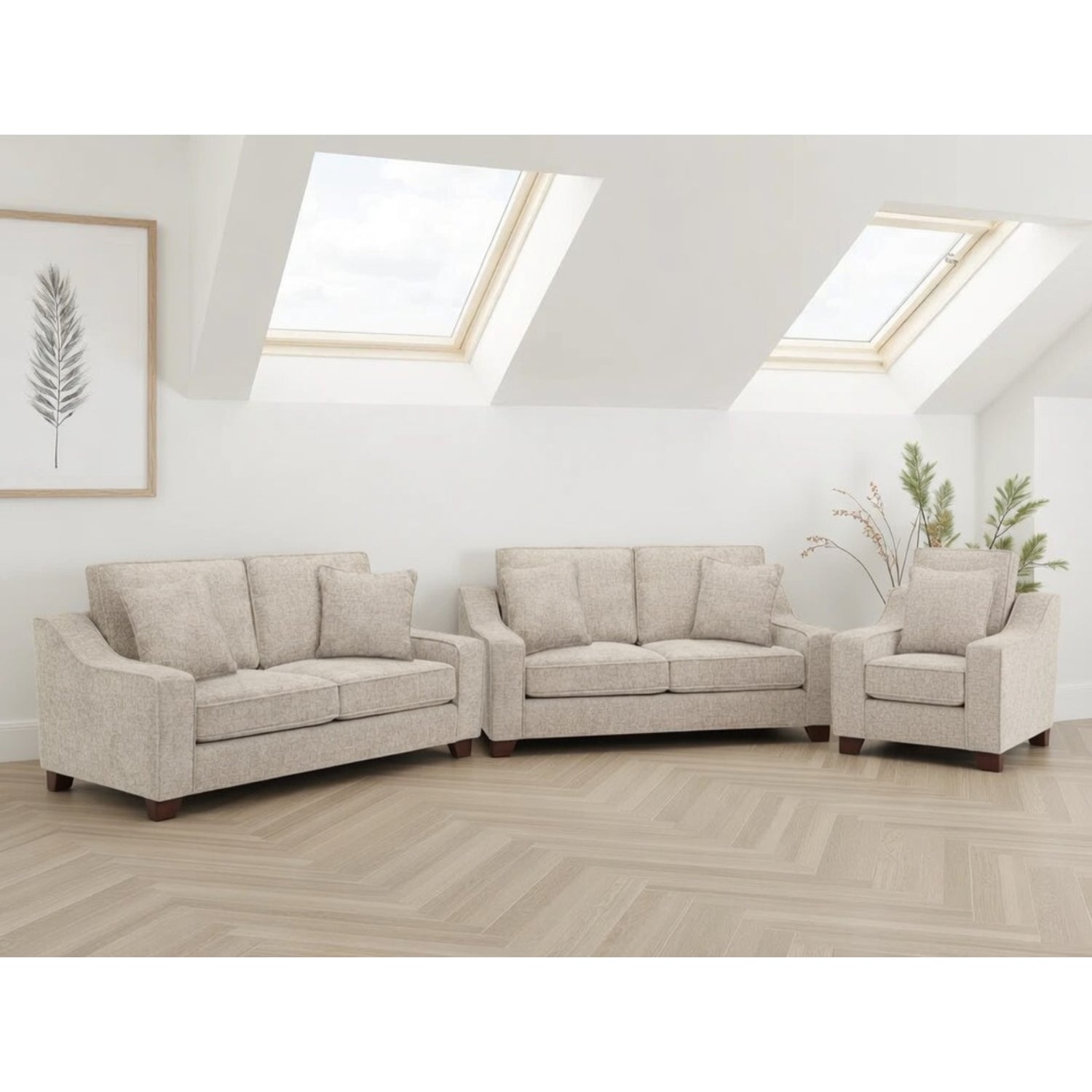 Nebraska 3+2+1 Set Sofa in Stone