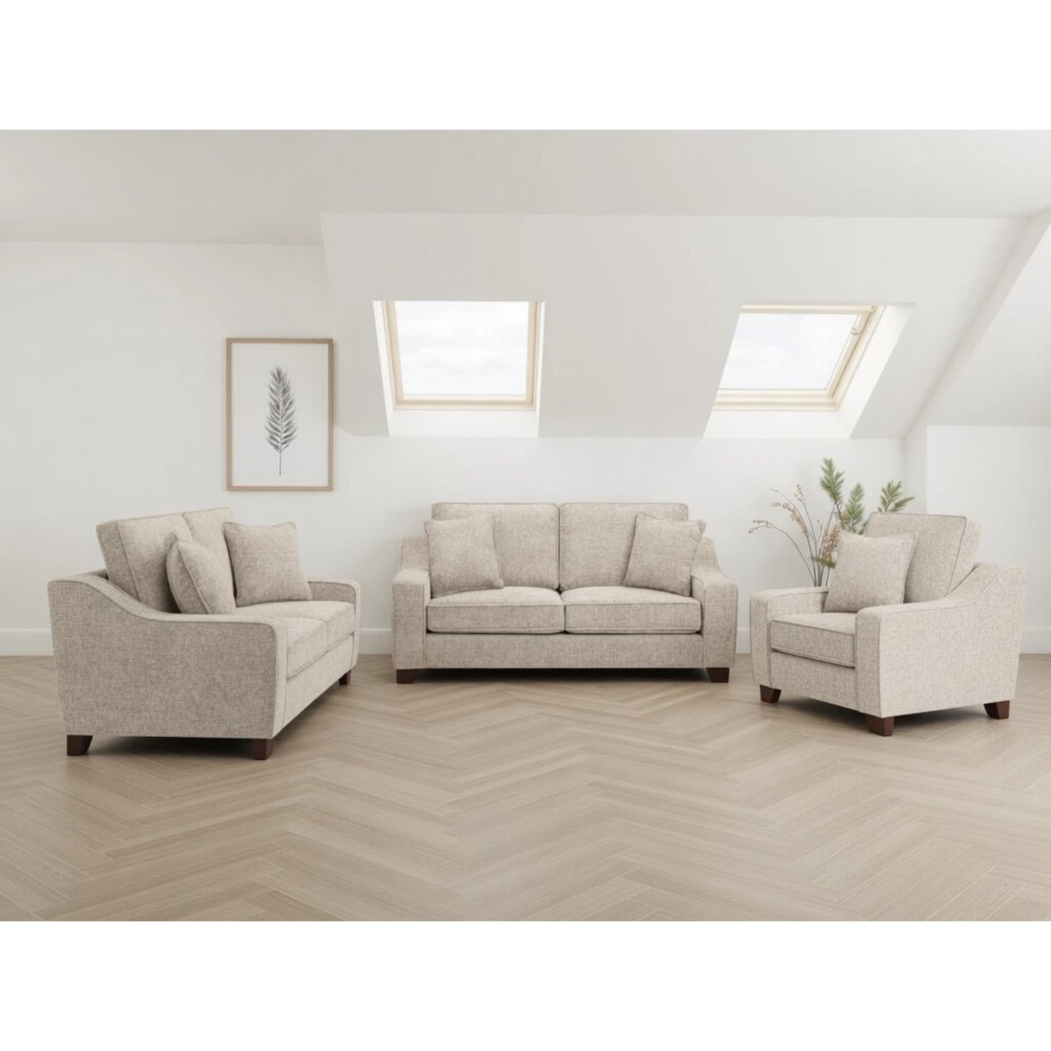 Nebraska 3+2+1 Set Sofa in Stone