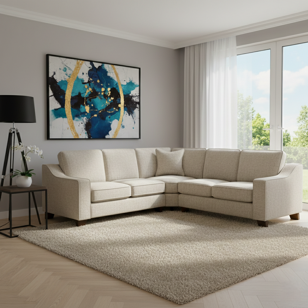 Nebraska Large Corner Sofa In Stone