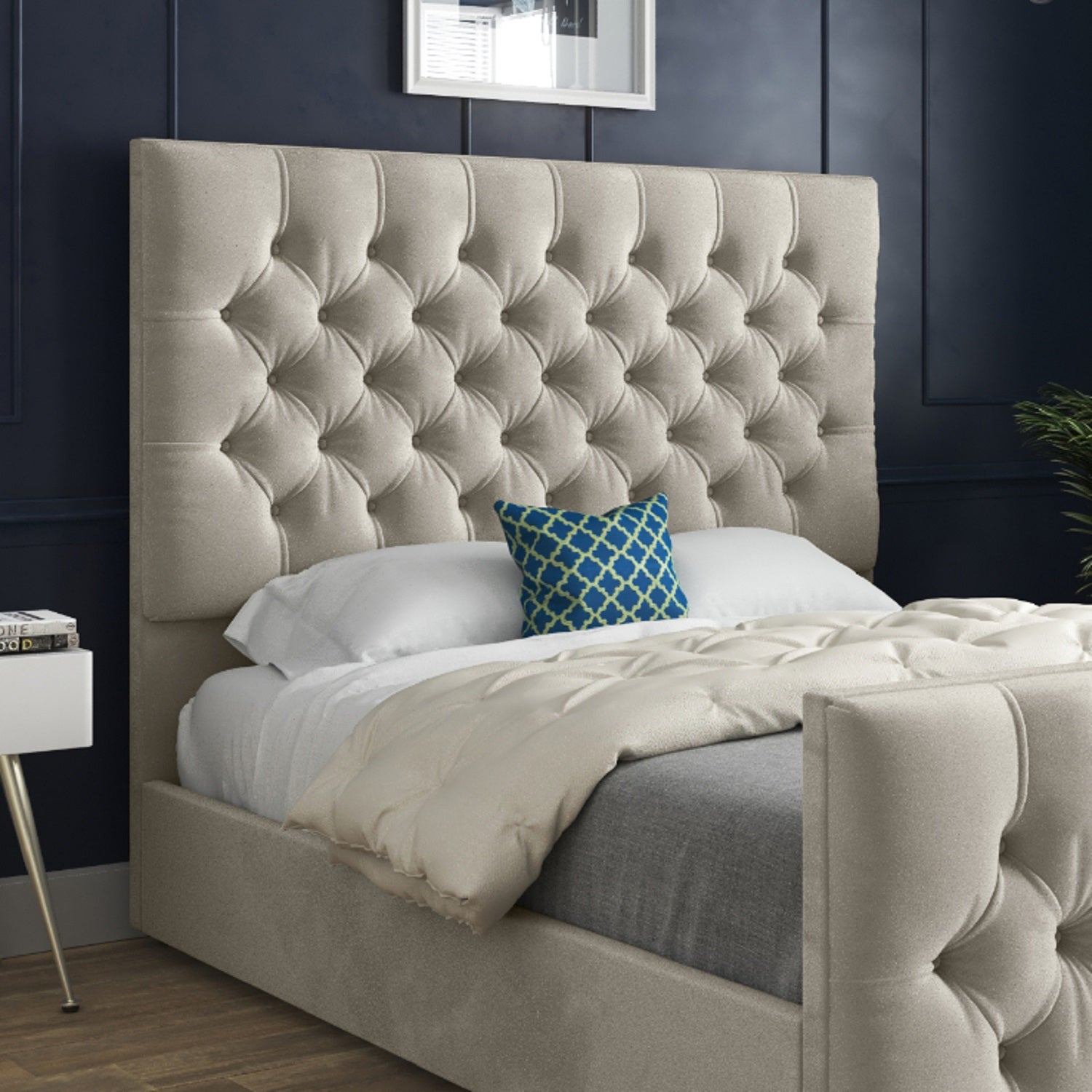 Highland Upholstered Soft Velvet Designer Bed Frame