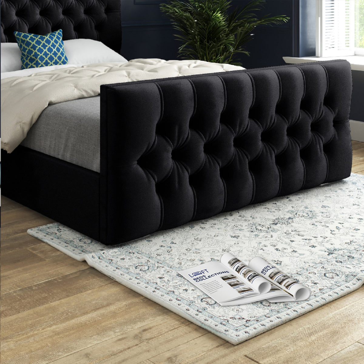 Highland Upholstered Soft Velvet Designer Bed Frame