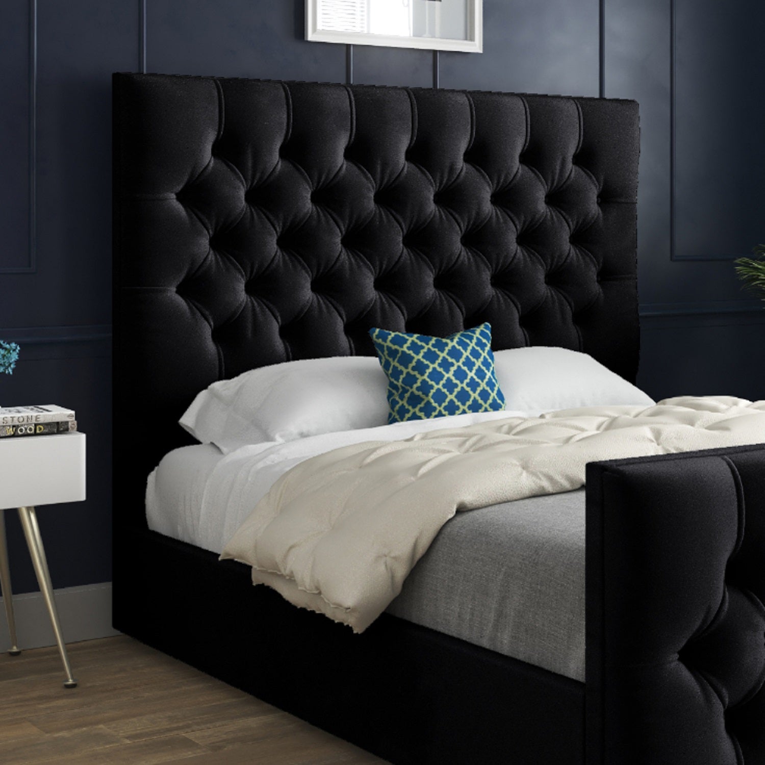 Highland Upholstered Soft Velvet Designer Bed Frame