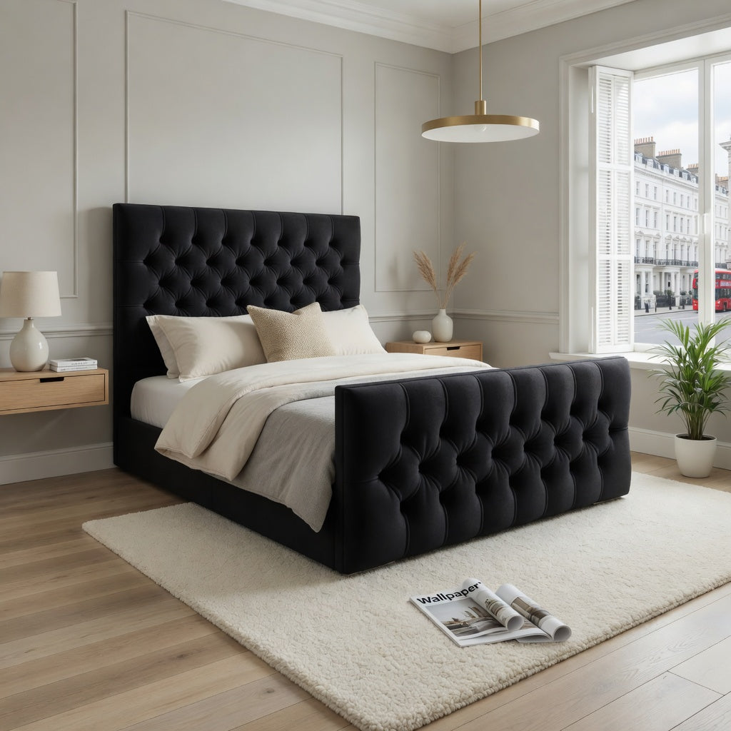 Highland Upholstered Soft Velvet Designer Bed Frame