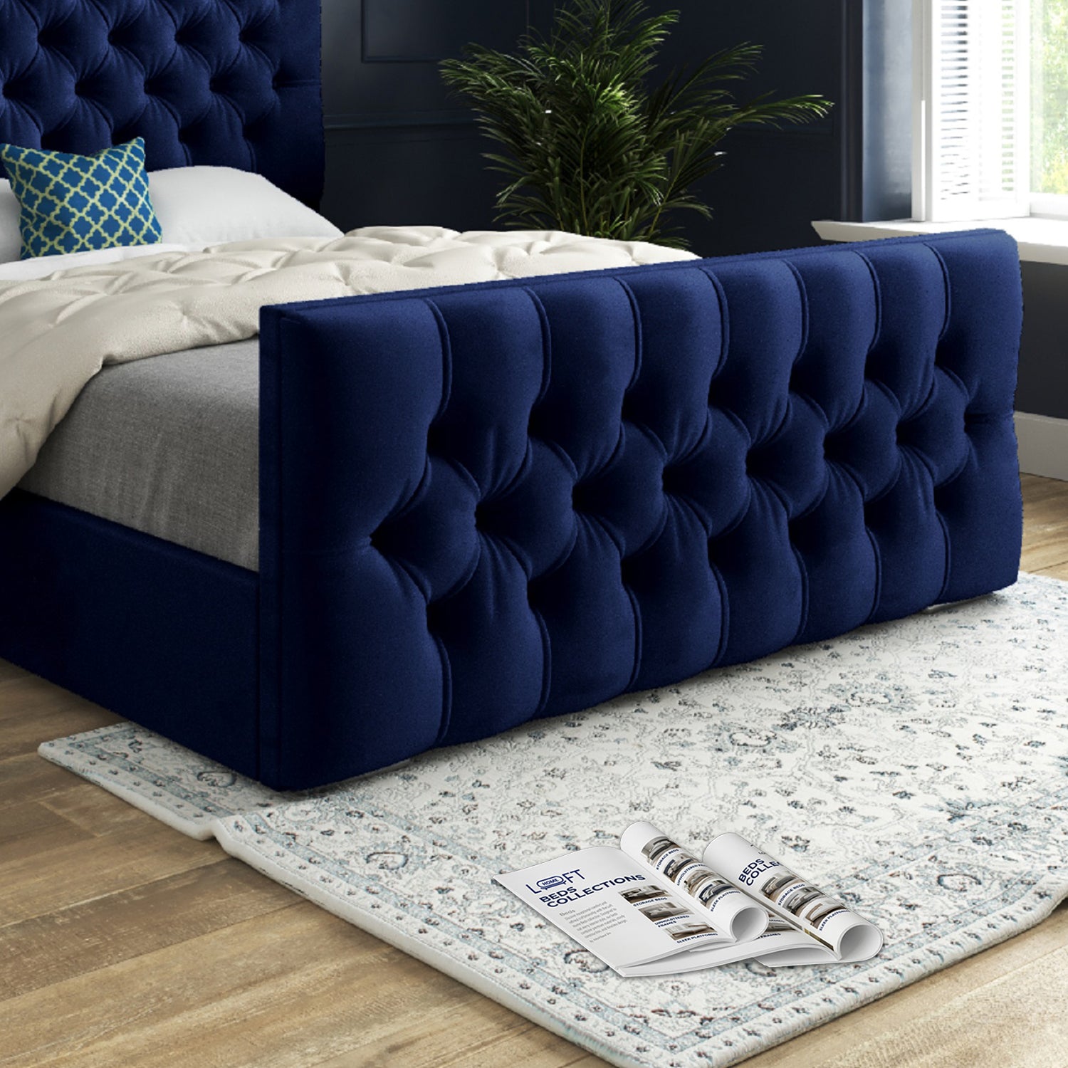 Highland Upholstered Soft Velvet Designer Bed Frame