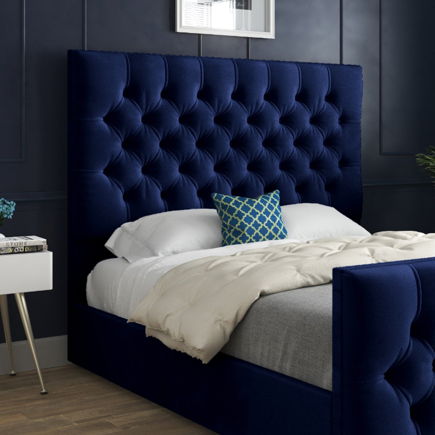 Highland Upholstered Soft Velvet Designer Bed Frame